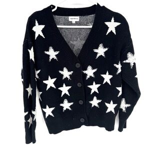 Superdown Black whimsical Goth Cardigan with White Stars